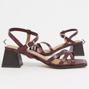 Topshop divine block heel in burgundy